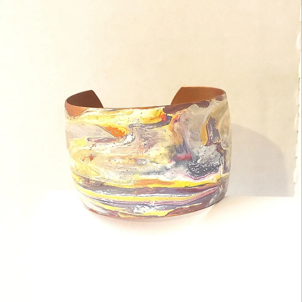 Hand Painted Acrylic Pour Painting Cuff Bracelet